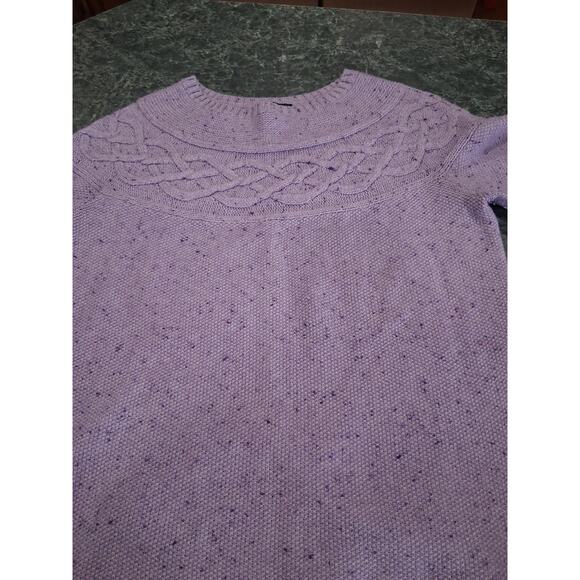 Talbots Sweater Womens Purple Nordic Cable Knit Speckled Crew Neck Sweater XS - Picture 10 of 12